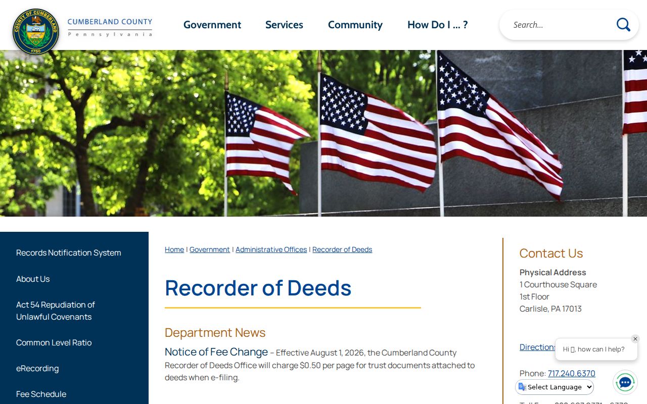 Cumberland street directory Recorder of Deeds access page