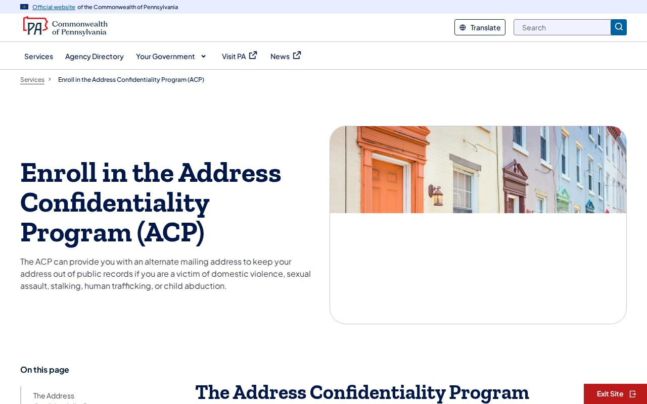 Cumberland County residents directory address confidentiality program page