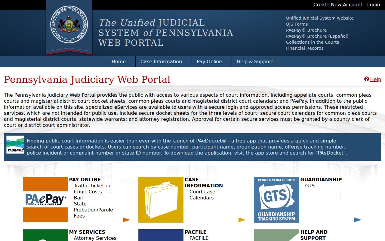 Cumberland County residents directory Pennsylvania court search interface